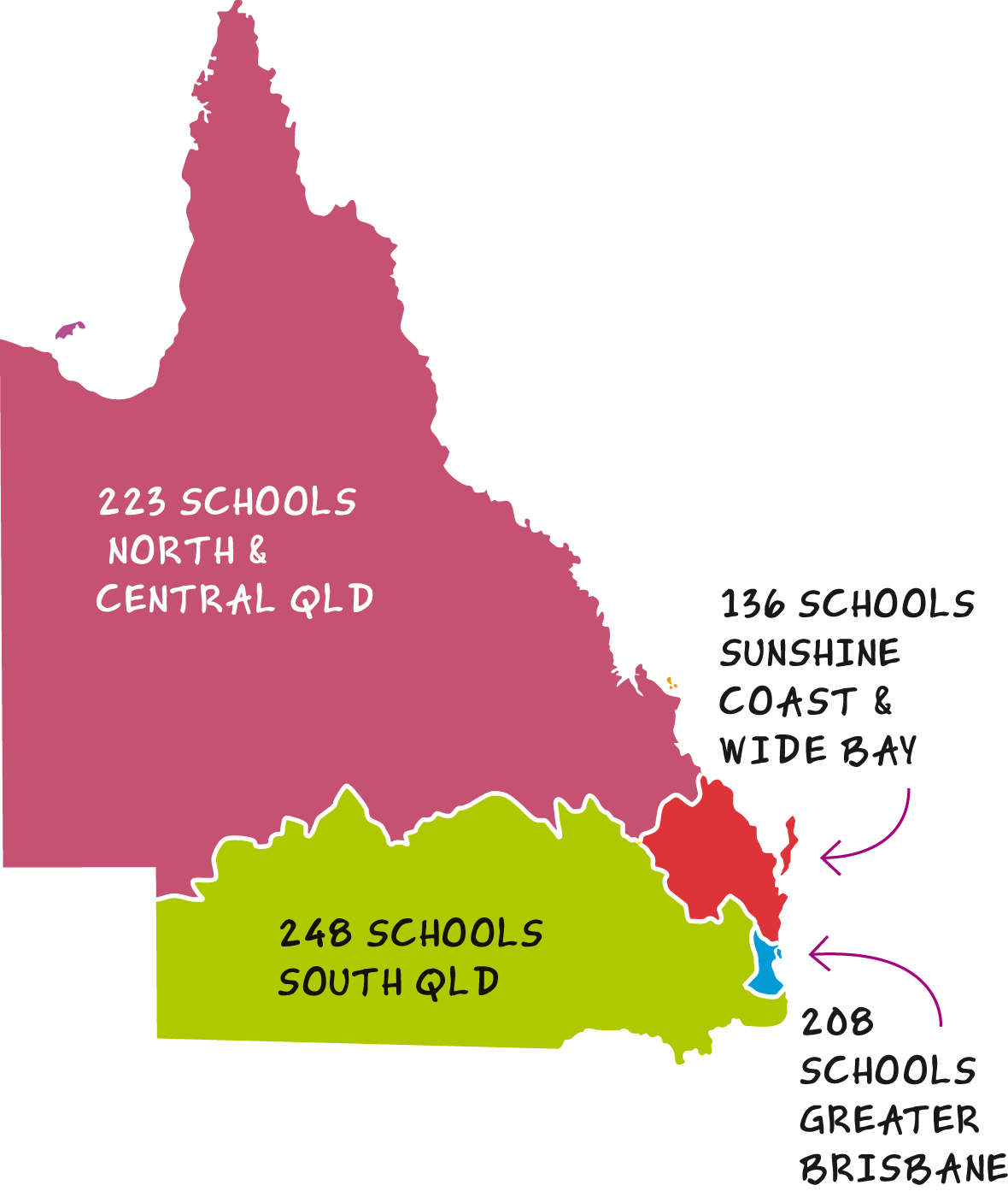 In Queensland we had Chappies in: 116 North QLD Schools, 126 in Central QLD Schools, 142 South QLD Schools, 131 in Sunshine Coast and Wide Bay Schools, 145 in Logan and Gold Coast Schools and 213 in Greater Brisbane Schools.